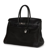 Hermes Birkin 35 Black Crinoline and Clemence Palladium Hardware
