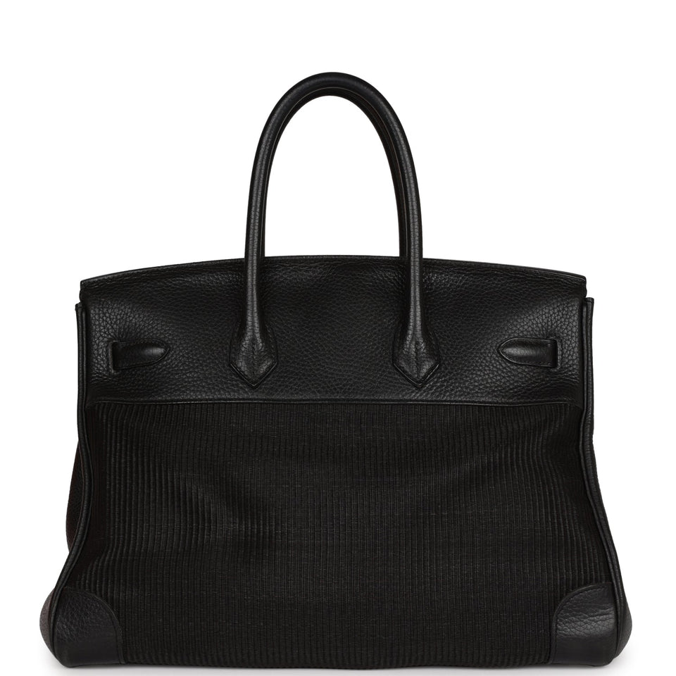 Hermes Birkin 35 Black Crinoline and Clemence Palladium Hardware