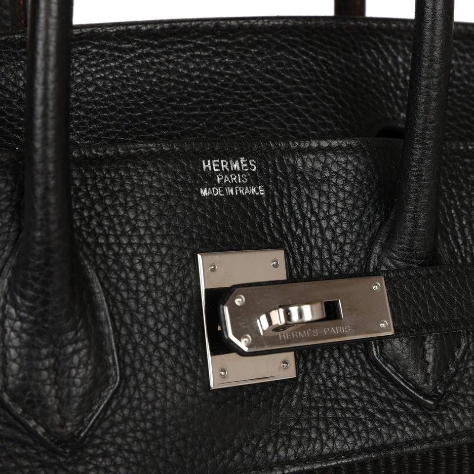 Hermes Birkin 35 Black Crinoline and Clemence Palladium Hardware