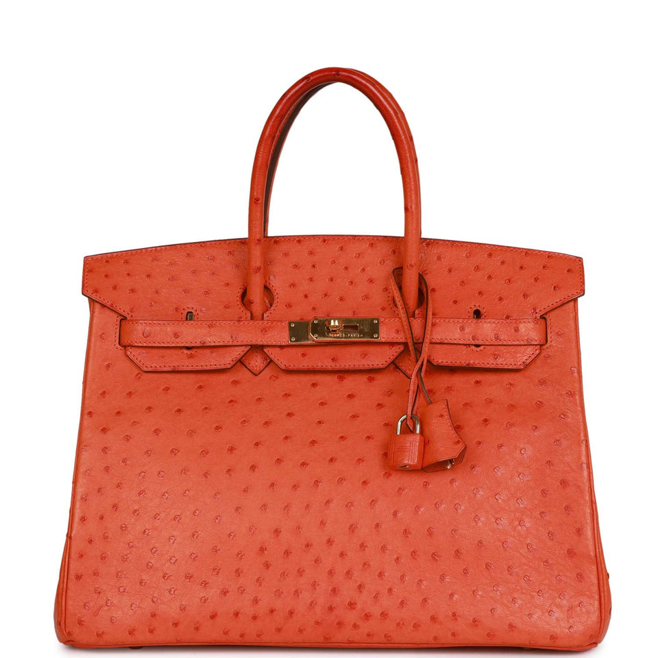 Hermes Birkin 35 Tangerine Ostrich Gold Hardware