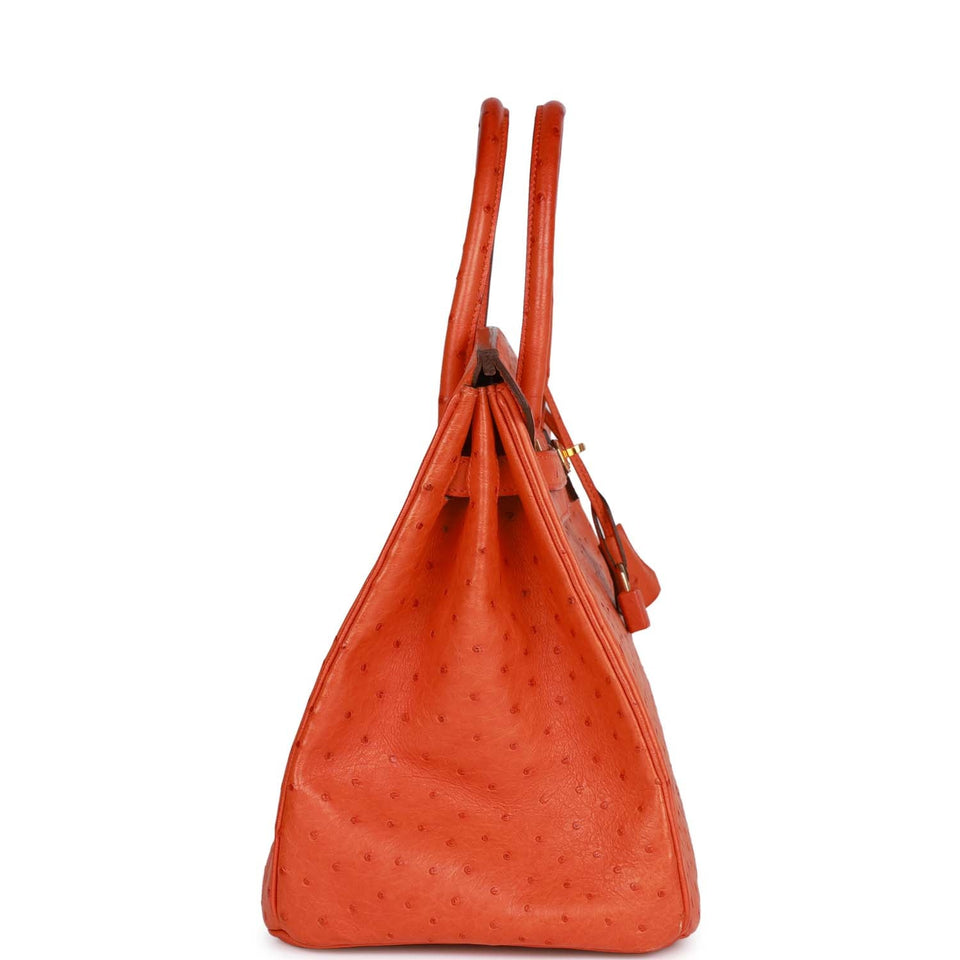 Hermes Birkin 35 Tangerine Ostrich Gold Hardware