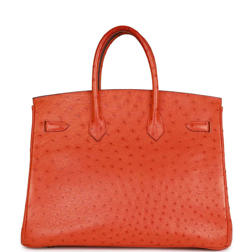 Hermes Birkin 35 Tangerine Ostrich Gold Hardware