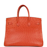 Hermes Birkin 35 Tangerine Ostrich Gold Hardware