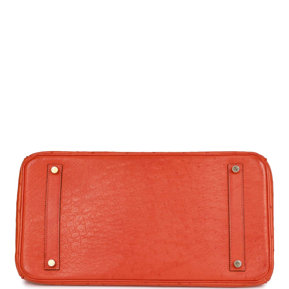 Hermes Birkin 35 Tangerine Ostrich Gold Hardware