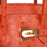 Hermes Birkin 35 Tangerine Ostrich Gold Hardware