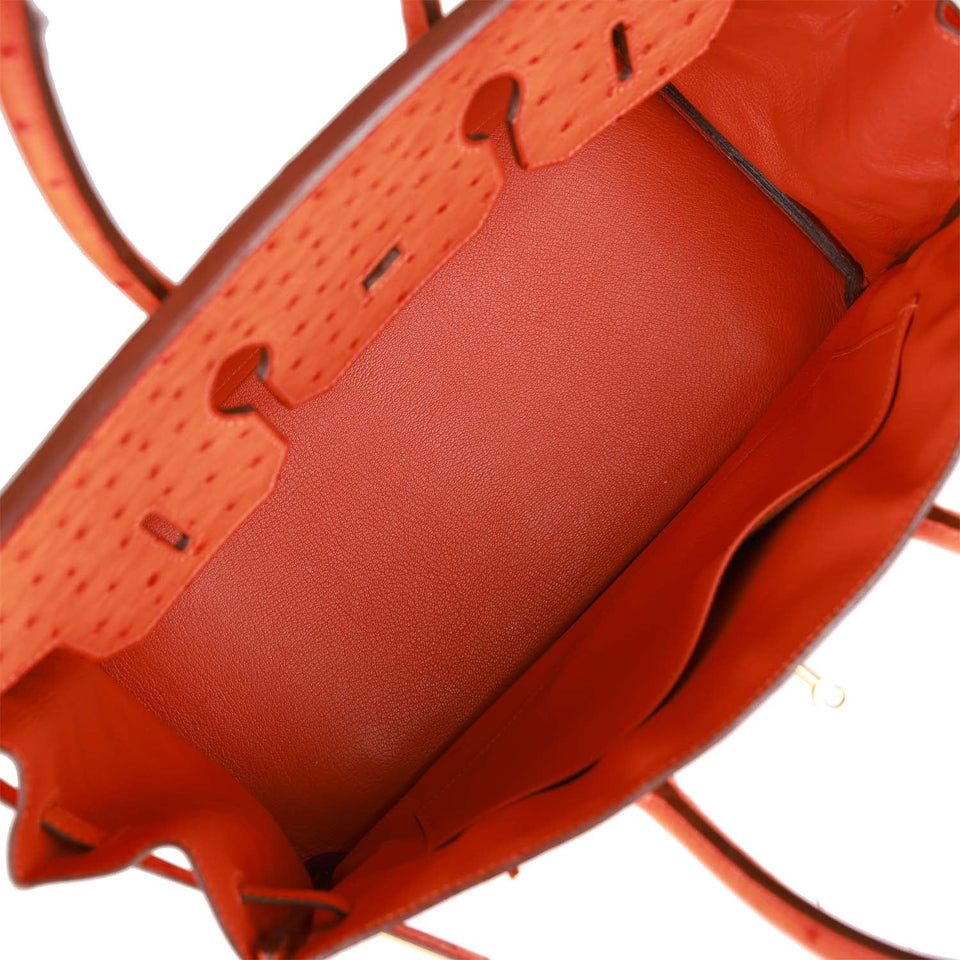 Hermes Birkin 35 Tangerine Ostrich Gold Hardware