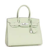 Hermes Birkin Sellier 30 Vert Fizz Epsom Palladium Hardware
