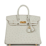 Hermes Birkin 25 Gris Perle Ostrich Gold Hardware