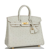 Hermes Birkin 25 Gris Perle Ostrich Gold Hardware