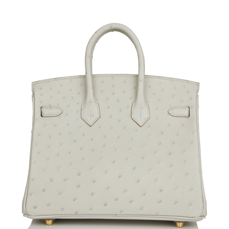Hermes Birkin 25 Gris Perle Ostrich Gold Hardware