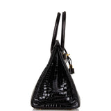 Hermes Birkin 30 Black Shiny Porosus Crocodile Gold Hardware