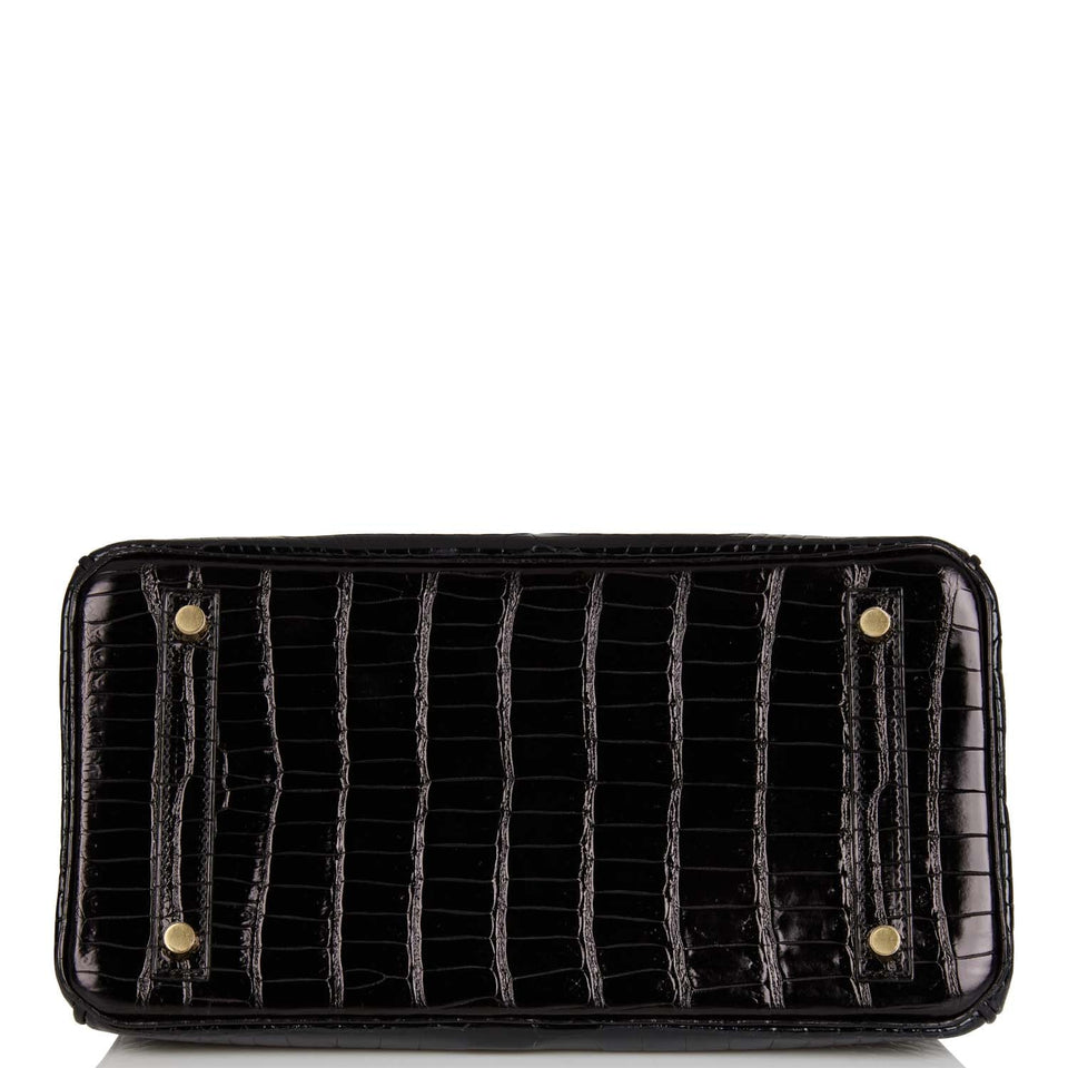 Hermes Birkin 30 Black Shiny Porosus Crocodile Gold Hardware