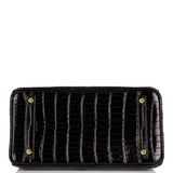Hermes Birkin 30 Black Shiny Porosus Crocodile Gold Hardware