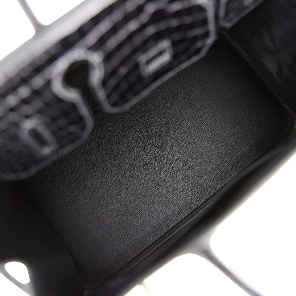 Hermes Birkin 30 Black Shiny Porosus Crocodile Gold Hardware