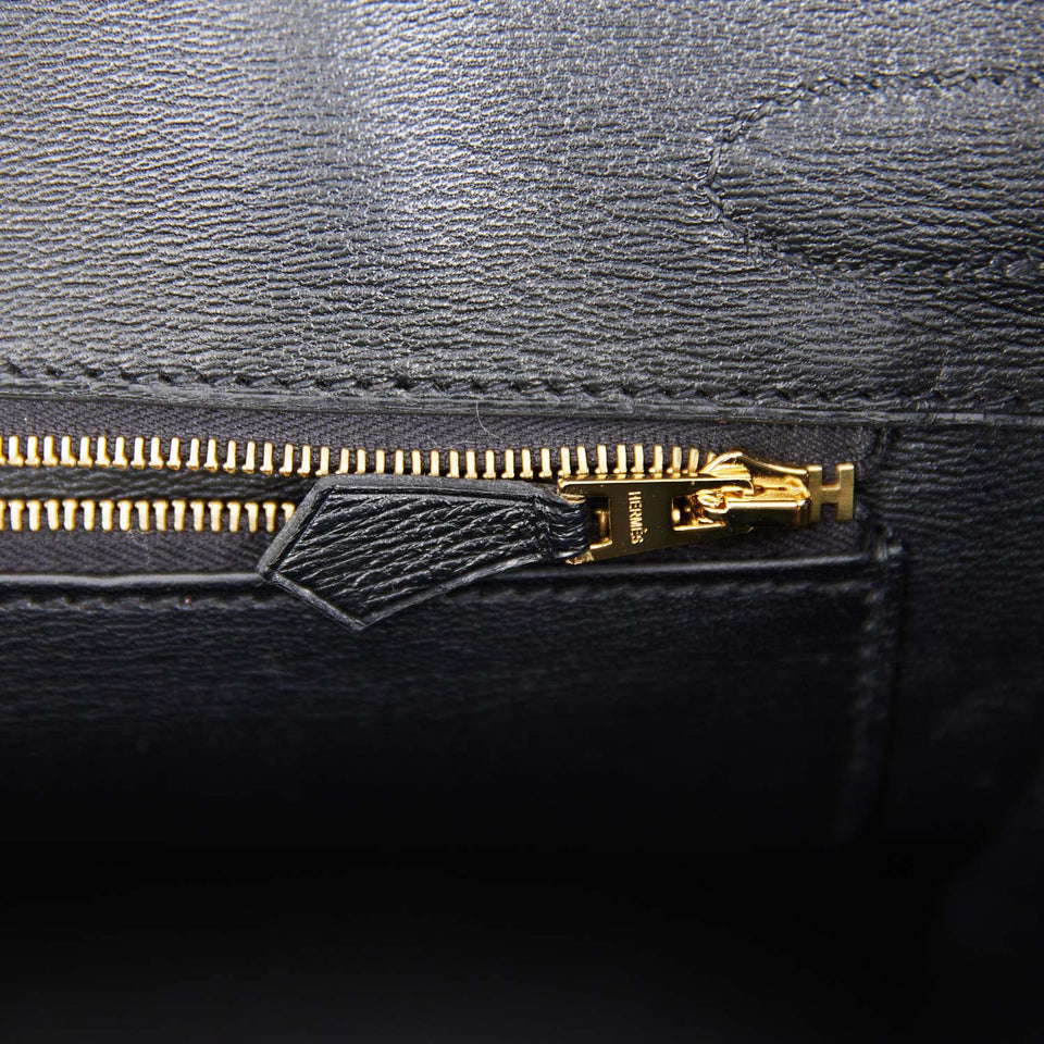 Hermes Birkin 30 Black Shiny Porosus Crocodile Gold Hardware