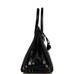 Hermes Birkin 30 Black Shiny Niloticus Crocodile Gold Hardware