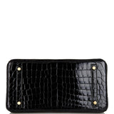 Hermes Birkin 30 Black Shiny Niloticus Crocodile Gold Hardware