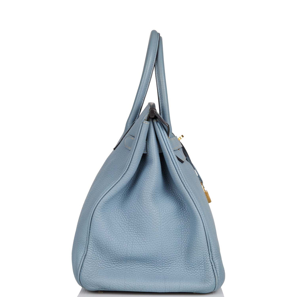 Hermes Birkin 35 Bleu Lin Togo Gold Hardware