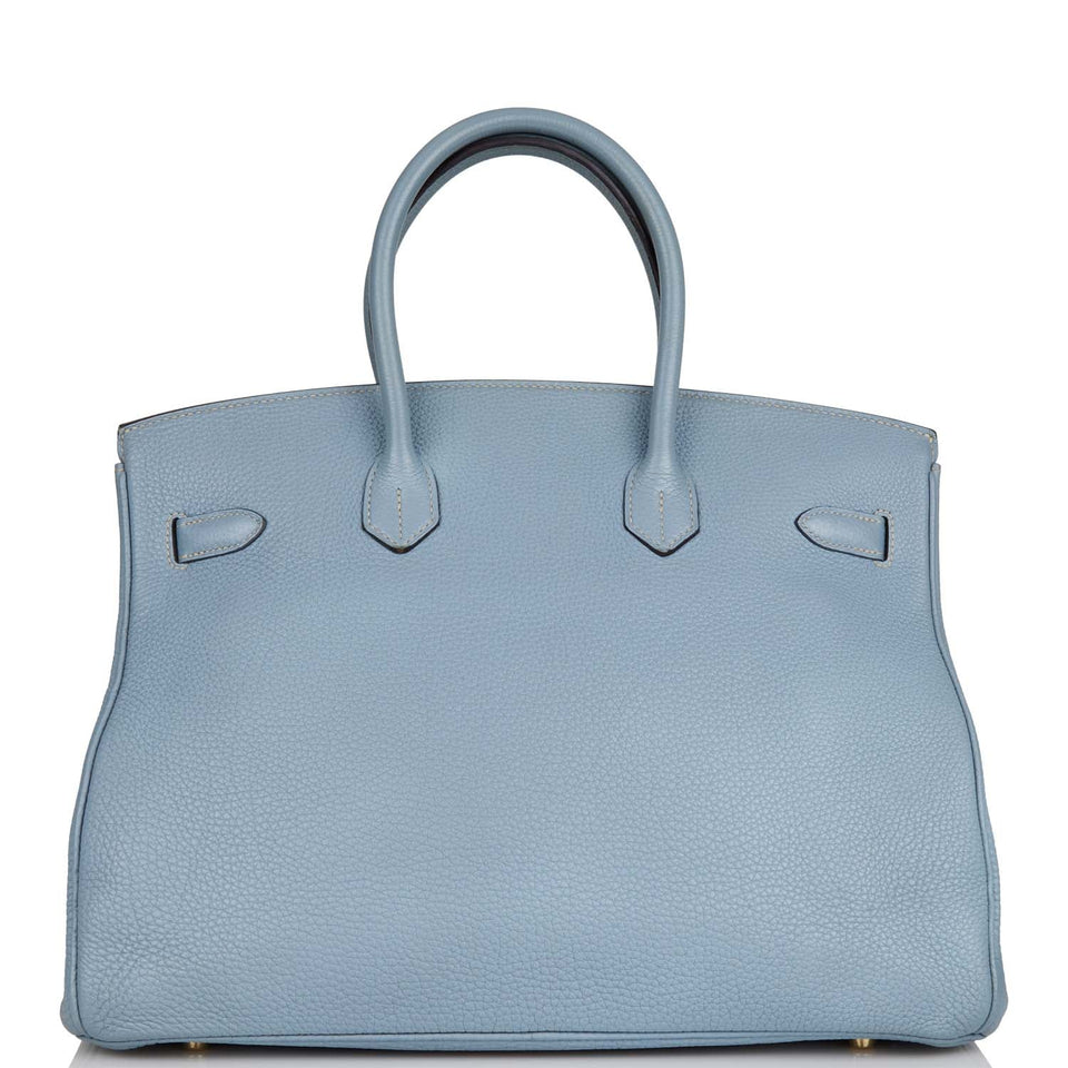 Hermes Birkin 35 Bleu Lin Togo Gold Hardware