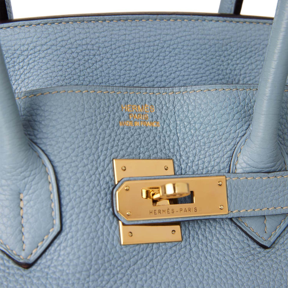 Hermes Birkin 35 Bleu Lin Togo Gold Hardware
