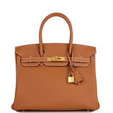 Hermes Birkin 30 Gold Togo Gold Hardware
