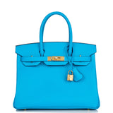 Hermes Birkin 30 Bleu Frida Epsom Gold Hardware