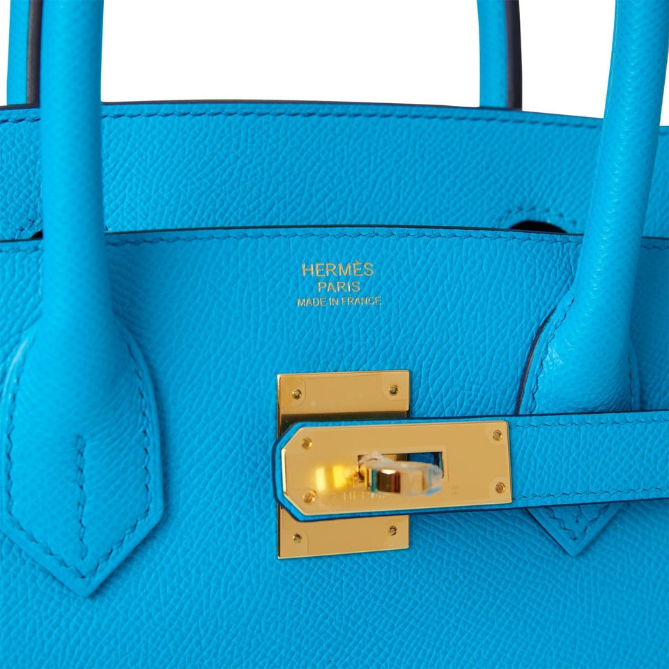 Hermes Birkin 30 Bleu Frida Epsom Gold Hardware