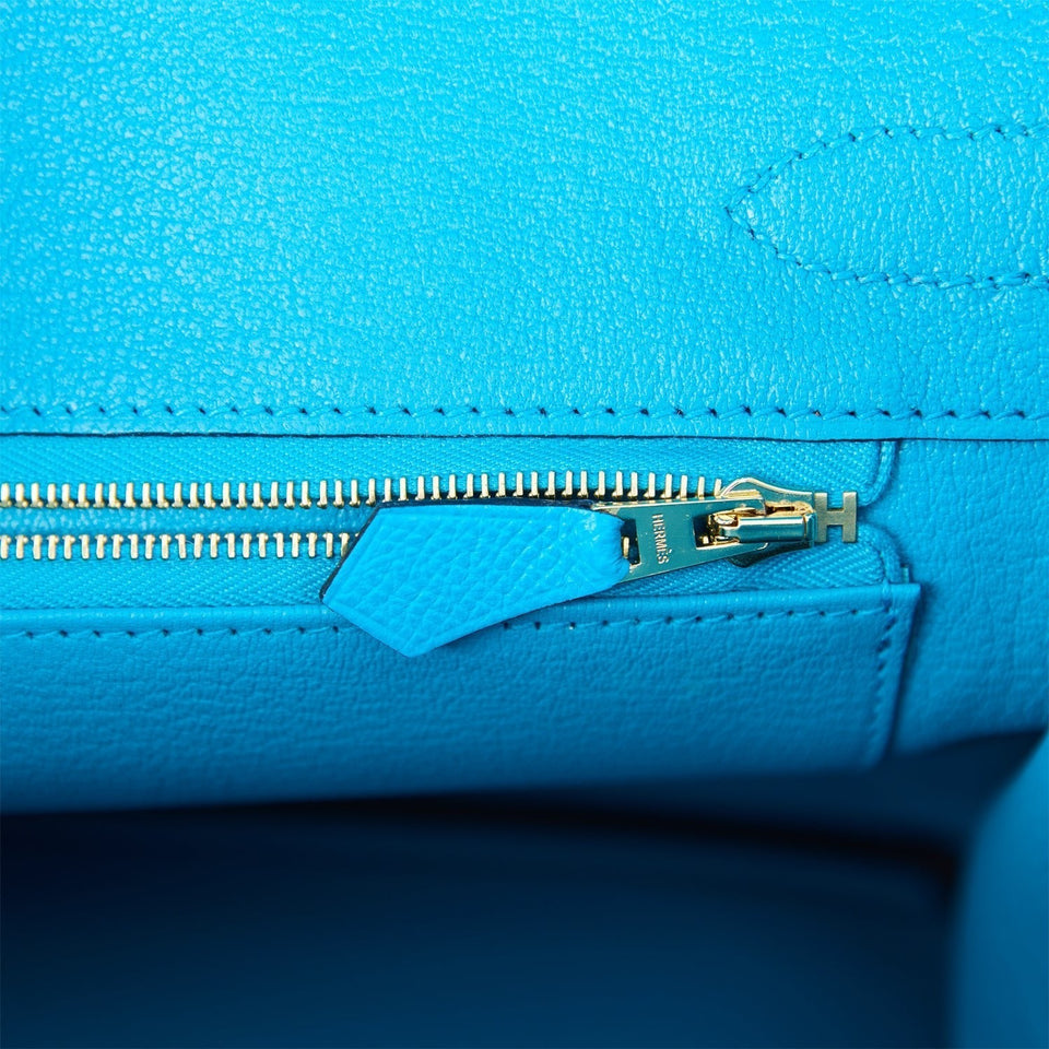 Hermes Birkin 30 Bleu Frida Epsom Gold Hardware