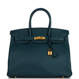 Hermes Birkin 35 Vert Cypress Togo Gold Hardware