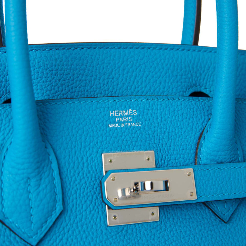 Hermes Birkin 30 Bleu Zanzibar Togo Palladium Hardware