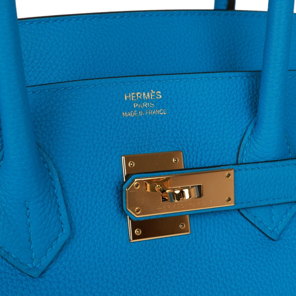 Hermes Birkin 35 Bleu Zanzibar Togo Gold Hardware