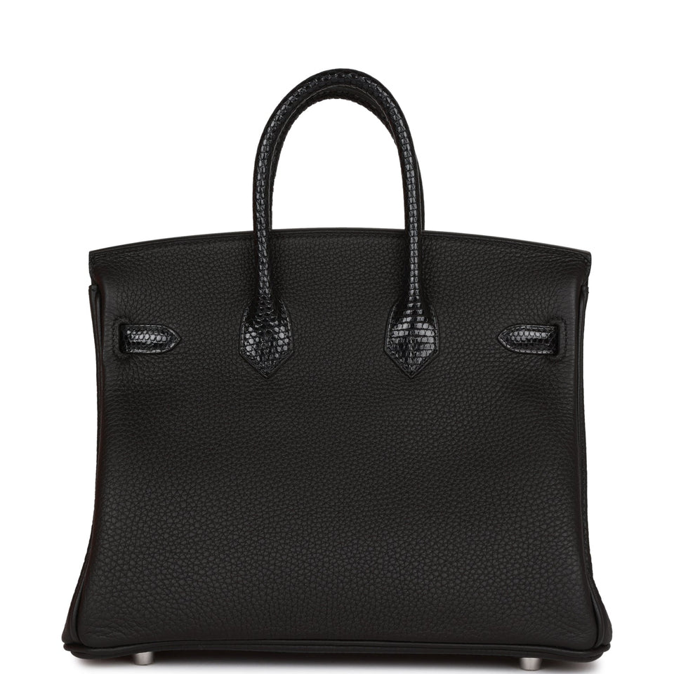Hermes Birkin 25 Black Lizard and Togo Touch Palladium Hardware