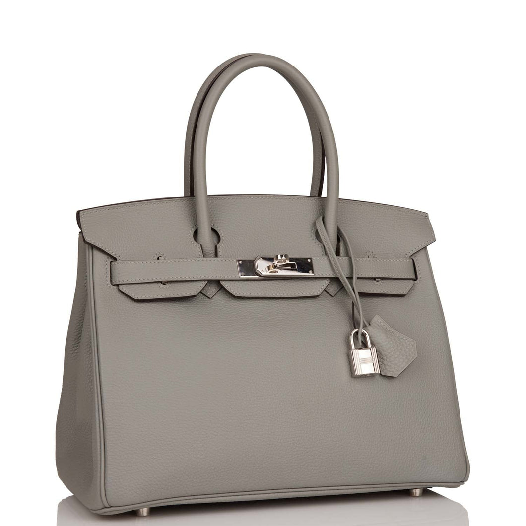 Hermes Birkin 30 Gris Mouette Togo Palladium Hardware