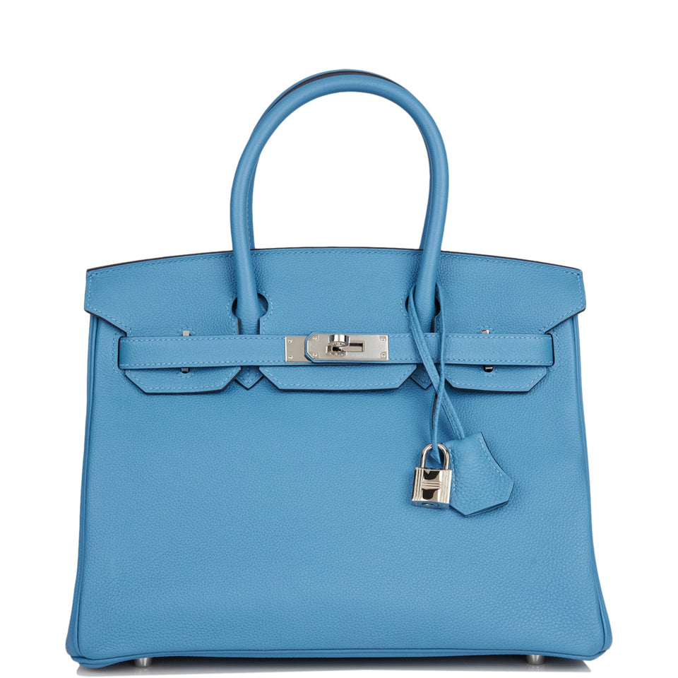 Hermes Birkin 30 Bleu Azur Togo Palladium Hardware