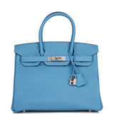 Hermes Birkin 30 Bleu Azur Togo Palladium Hardware