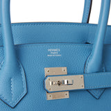 Hermes Birkin 30 Bleu Azur Togo Palladium Hardware