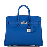 Hermes Birkin 25 Bleu Royal Verso Togo Palladium Hardware