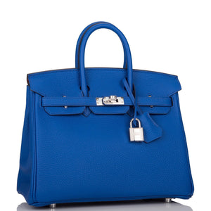 Hermes Birkin 25 Bleu Royal Verso Togo Palladium Hardware