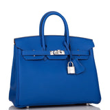 Hermes Birkin 25 Bleu Royal Verso Togo Palladium Hardware