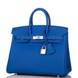 Hermes Birkin 25 Bleu Royal Verso Togo Palladium Hardware