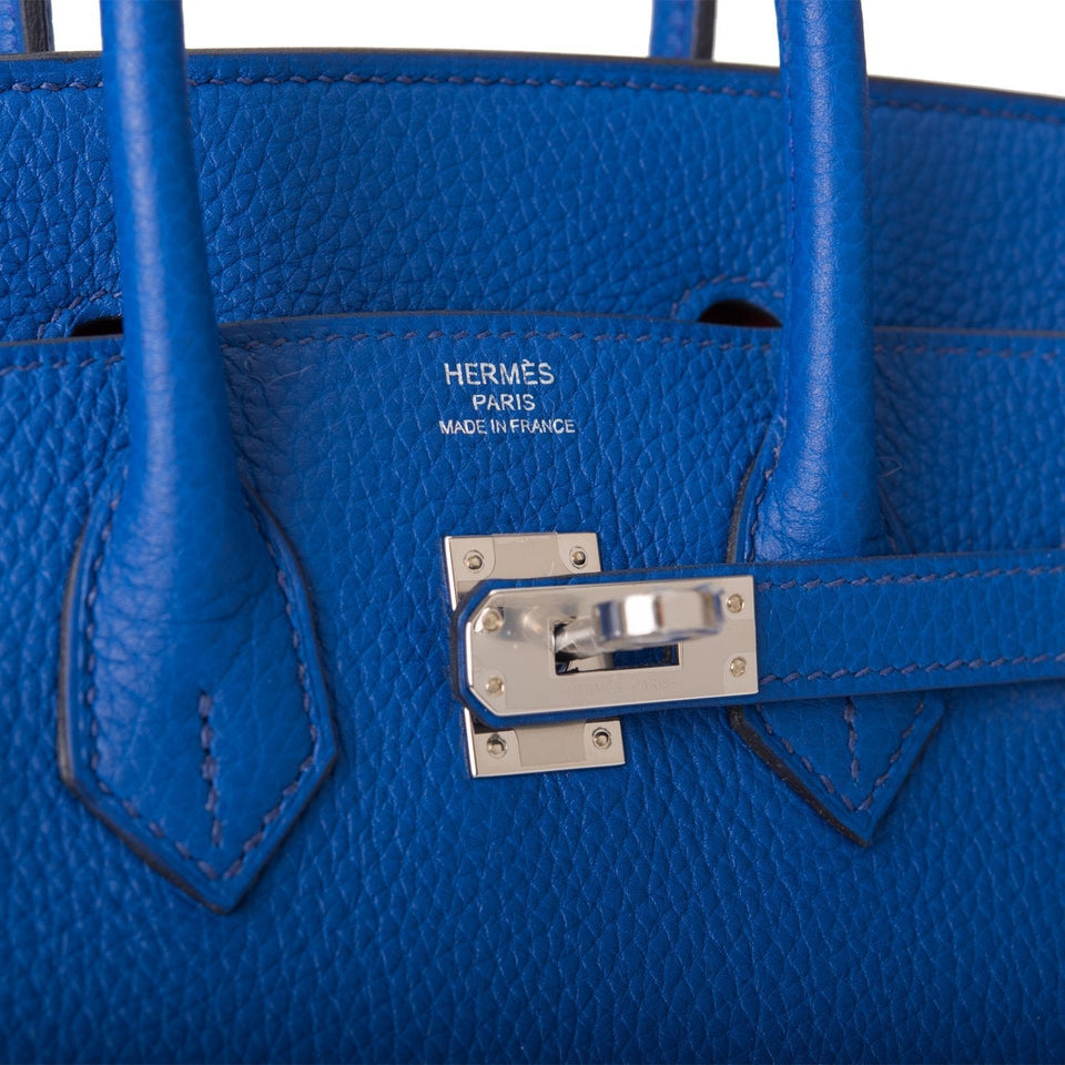 Hermes Birkin 25 Bleu Royal Verso Togo Palladium Hardware
