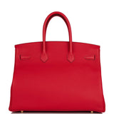 Hermes Birkin 35 Rouge Casaque Togo Gold Hardware