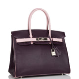 Hermes Special Order (HSS) Birkin 30 Raisin and Rose Sakura Chevre Palladium Hardware