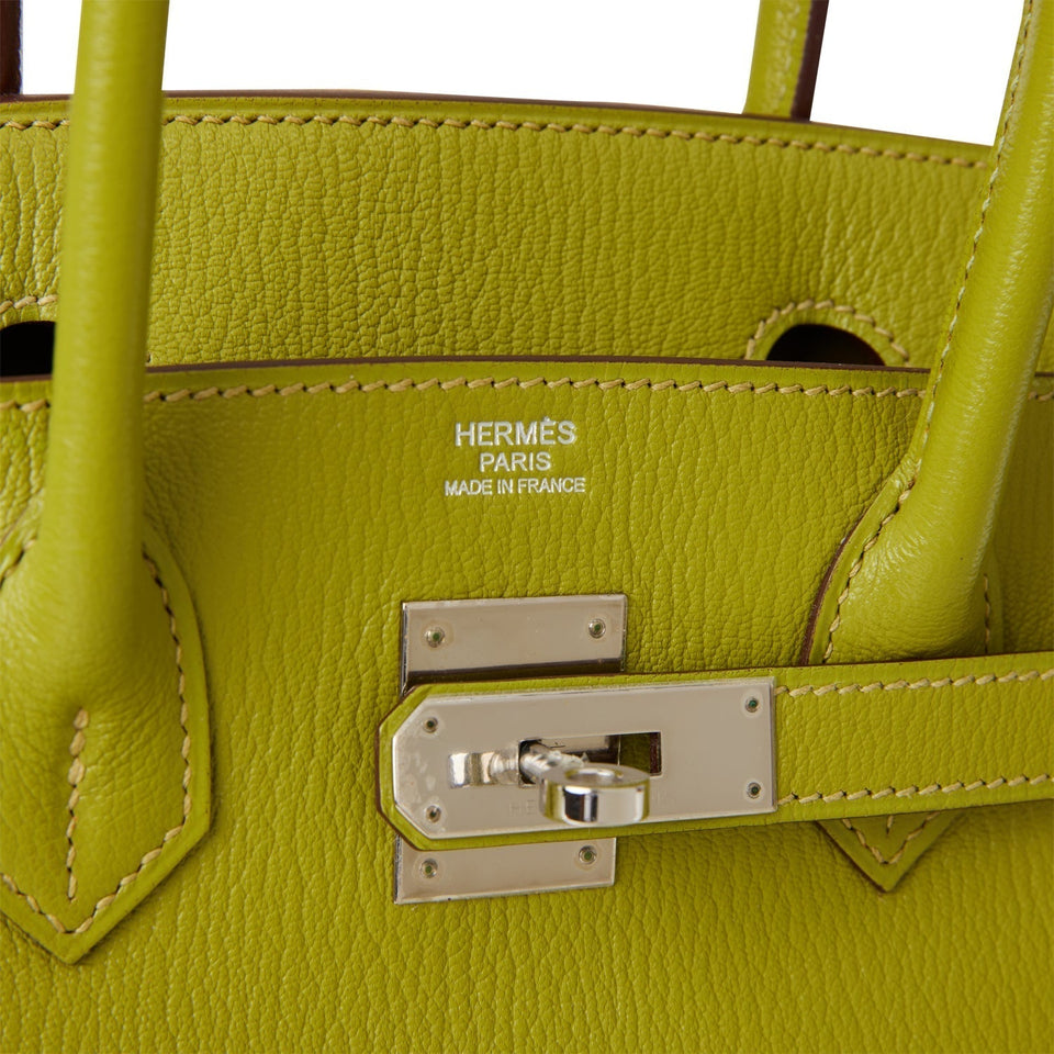 Hermes Birkin 30 Vert Anis Chevre Palladium Hardware