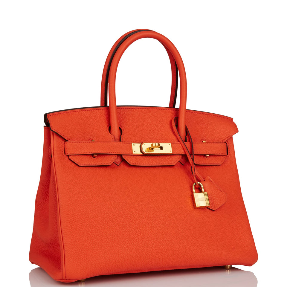 Hermes Birkin 30 Orange Poppy Togo Gold Hardware