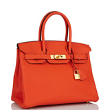Hermes Birkin 30 Orange Poppy Togo Gold Hardware