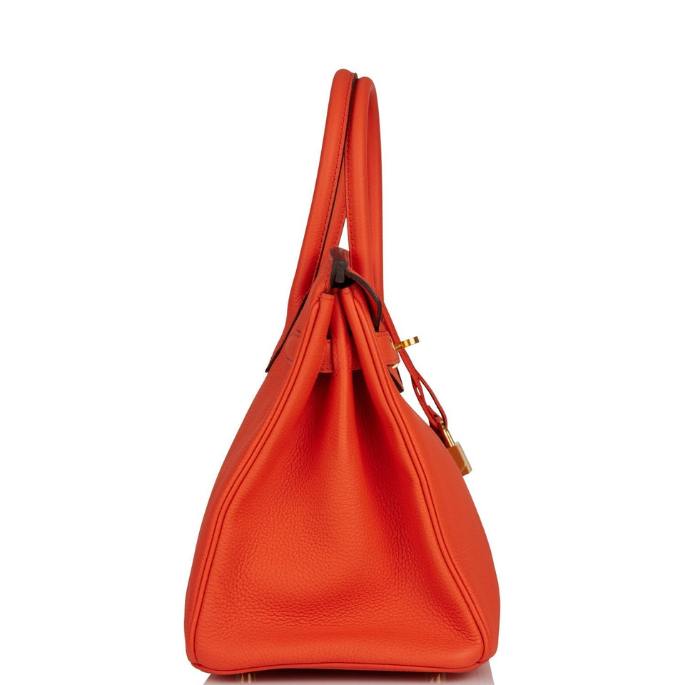 Hermes Birkin 30 Orange Poppy Togo Gold Hardware