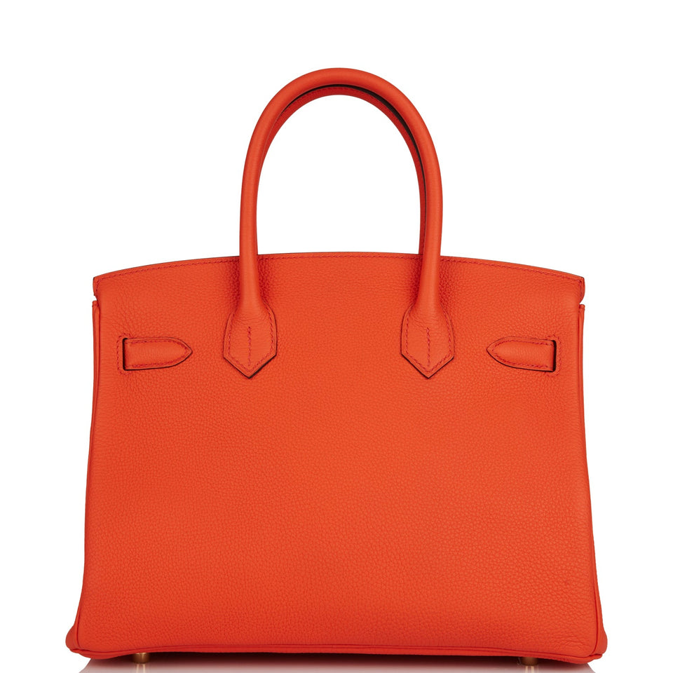 Hermes Birkin 30 Orange Poppy Togo Gold Hardware