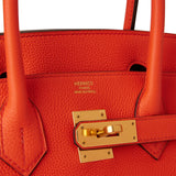 Hermes Birkin 30 Orange Poppy Togo Gold Hardware