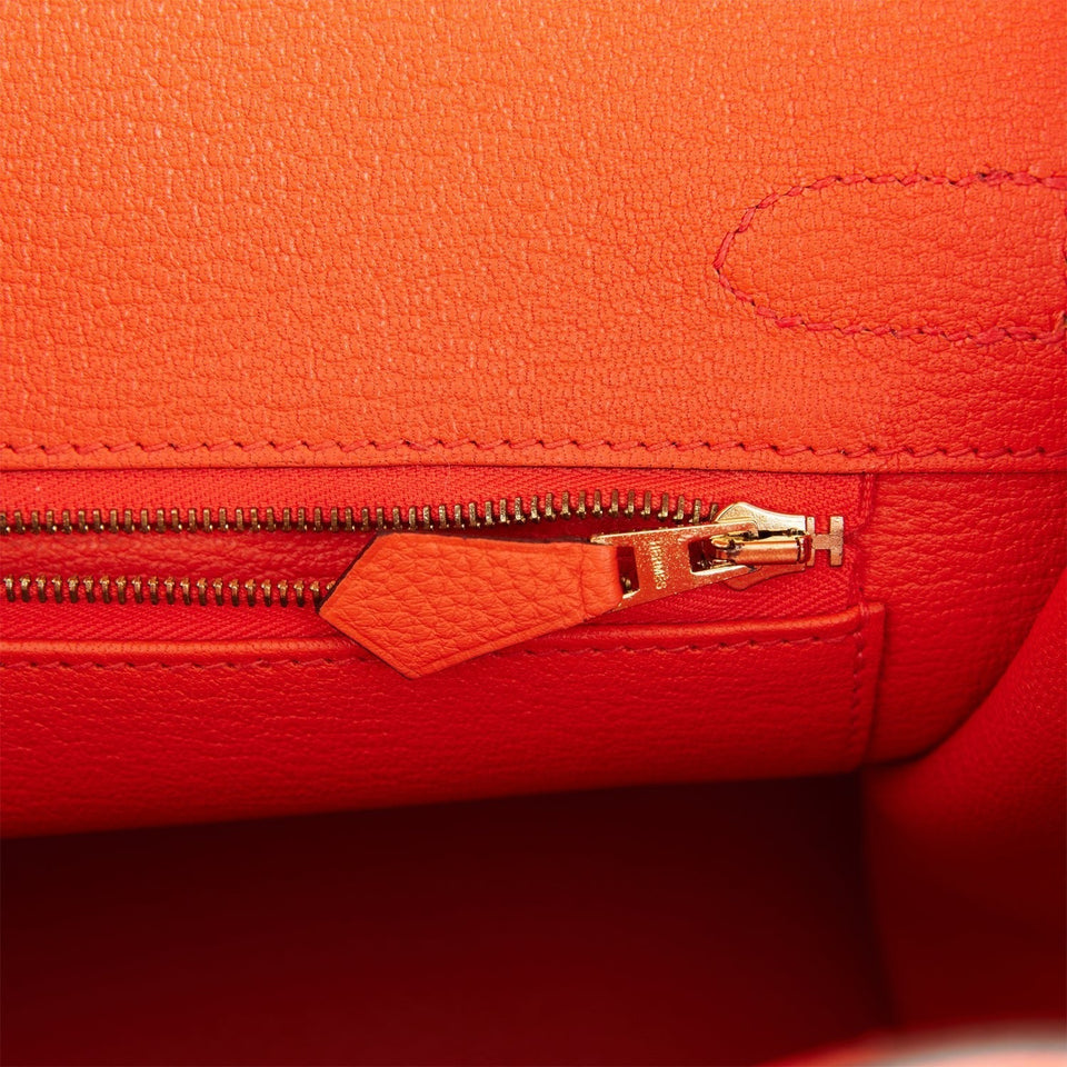 Hermes Birkin 30 Orange Poppy Togo Gold Hardware